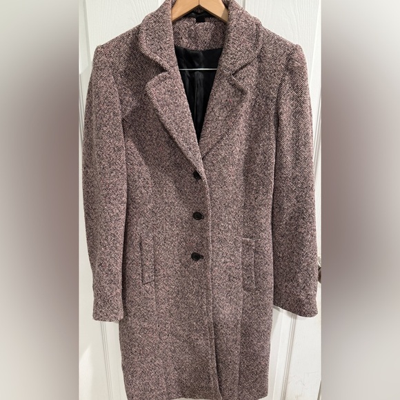 Express Pink Tweed Trench Knee Length Coat NWT - Picture 1 of 6